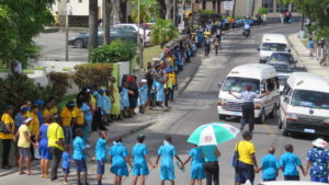 Human chain link around Barbados
